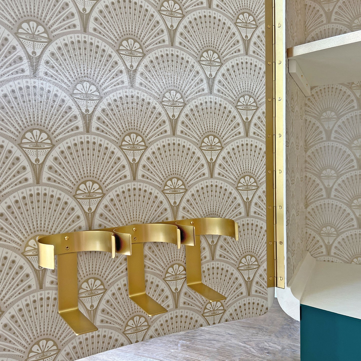 Large Vintage Walnut 1920s Art Deco Cocktail Cabinet - Red & Green Bespoke Hand-Painted Design - *MADE TO ORDER*