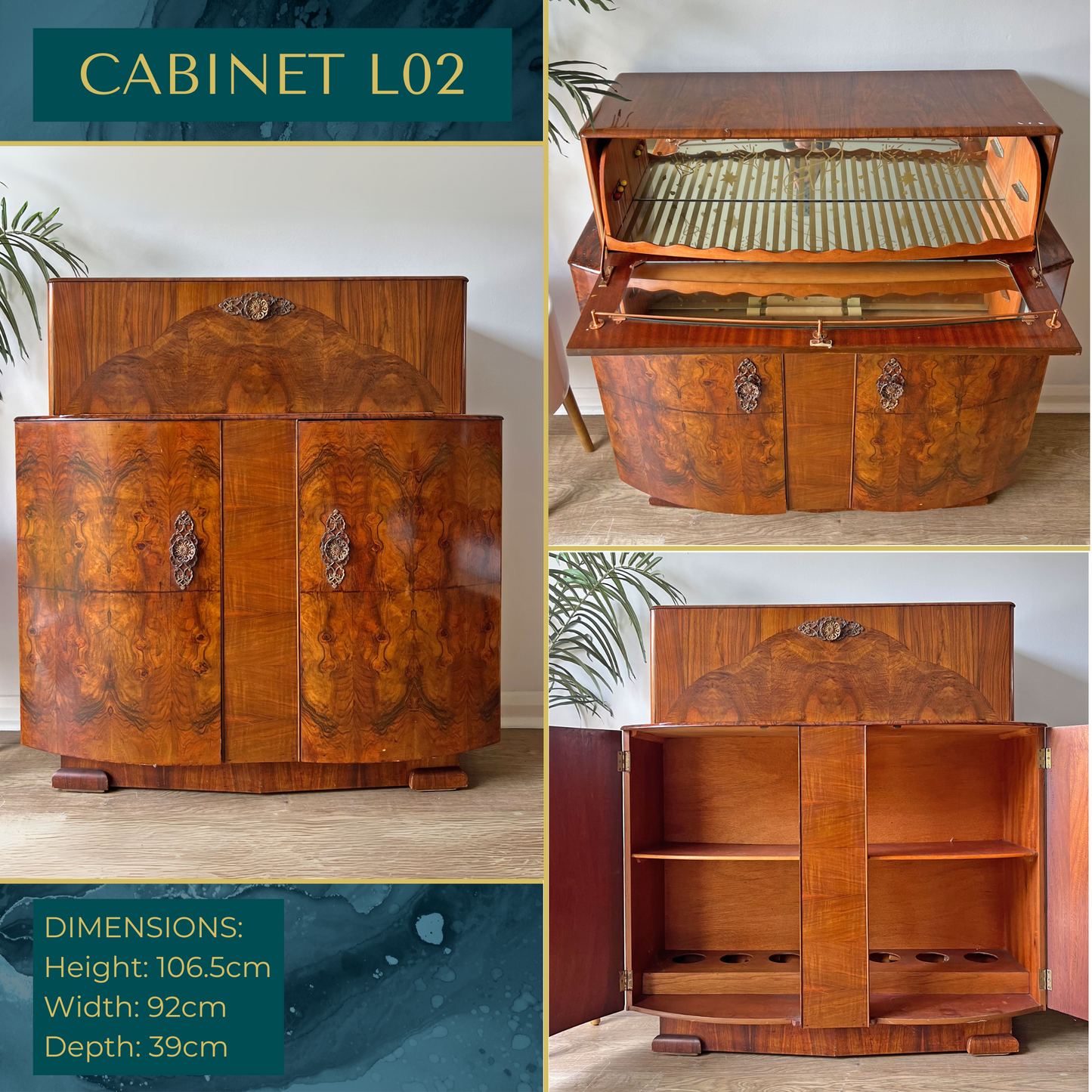 Luxury Art Deco Walnut Cocktail Cabinet – Bespoke Commission Deposit