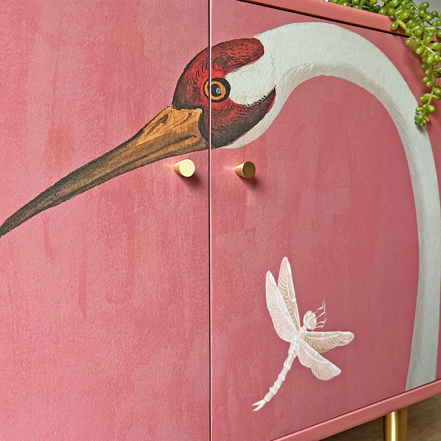 Gucci Pink Herons Vintage Mid-Century G Plan Fresco Small Sideboard Vinyl Cabinet TV Stand - *MADE TO ORDER*