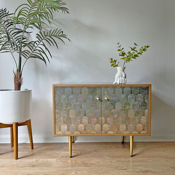 Bethan Gray Nizwa Pearl Mid-Century G Plan Fresco Small Sideboard Vinyl Cabinet TV Stand - *MADE TO ORDER*