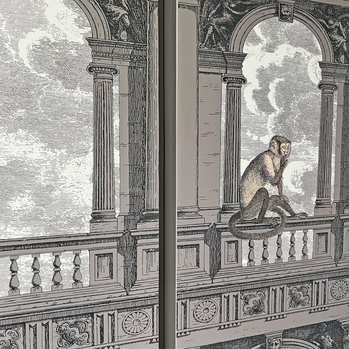 Grey Fornasetti Procuratie Con Vista
Drinks Cabinet & Whiskey Bar Storage - ‘Mischief in Monochrome’