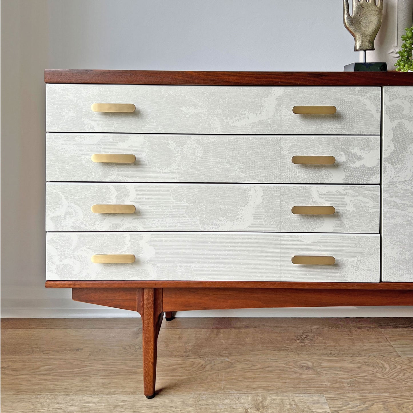Vintage Mid Century Teak Sideboard with Iconic Fornasetti 'Nuvolette' Decoupage