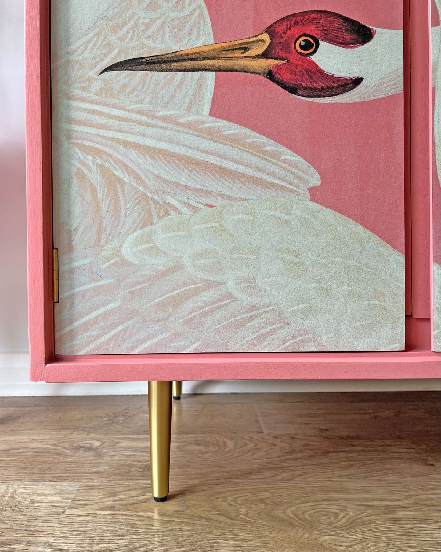 Vintage Harrods Stag C Range Large Drinks Cocktail Cabinet Bar - Pink Gucci Herons - ‘Volare’