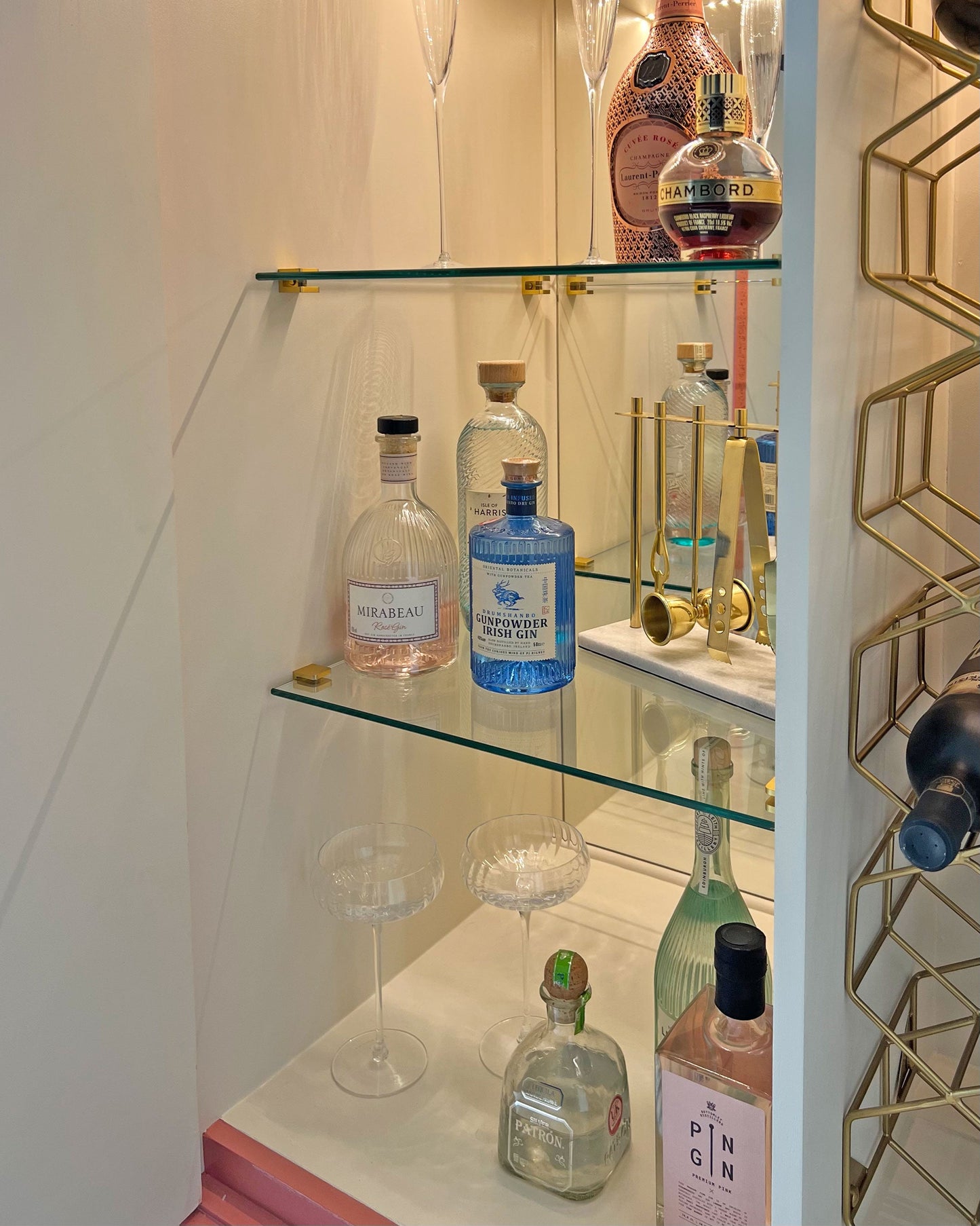 Vintage Harrods Stag C Range Large Drinks Cocktail Cabinet Bar - Pink Gucci Herons - ‘Volare’