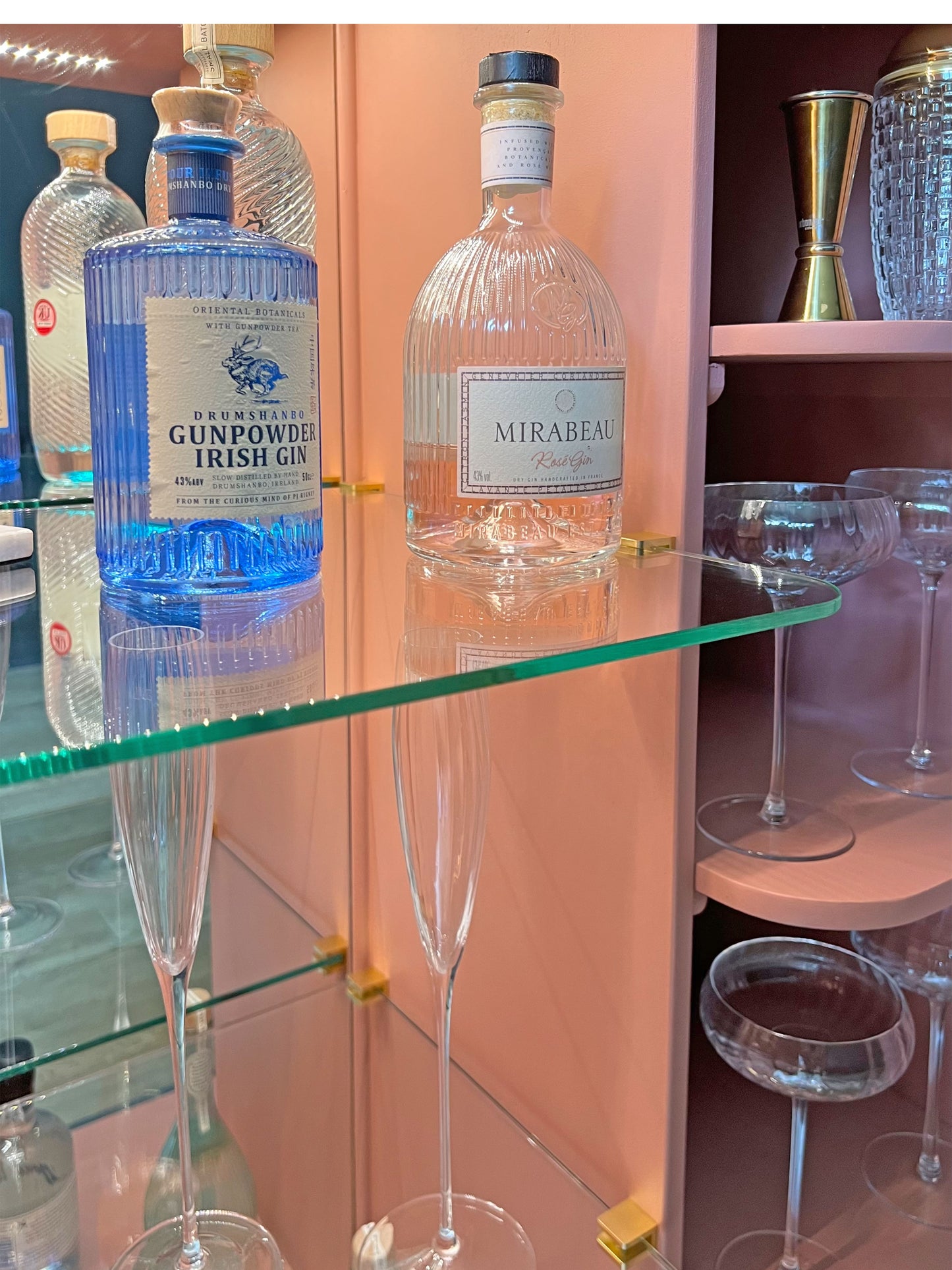 Vintage Large Blue Drinks Cocktail Cabinet Bar - Chinoiserie Cherry Blossoms - ‘Hanami’