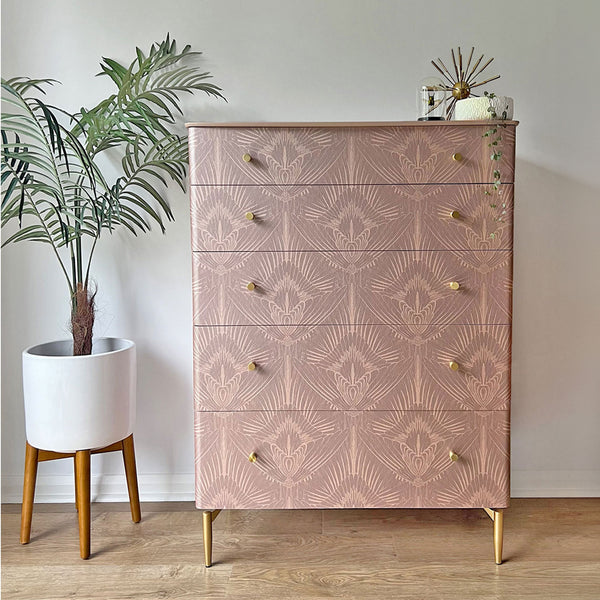 Art Deco Large Chest of Drawers in Divine Savages Blush Pink Gershwing