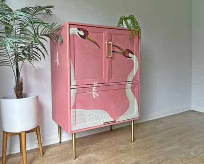 Pink Gucci Herons G Plan Fresco Drinks Cocktail Cabinet - *MADE TO ORDER*