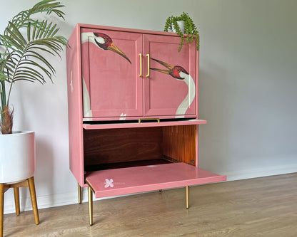 Pink Gucci Herons G Plan Fresco Drinks Cocktail Cabinet - *MADE TO ORDER*