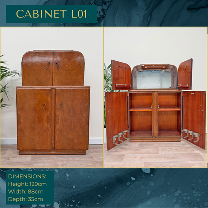 Luxury Art Deco Walnut Cocktail Cabinet – Bespoke Commission Deposit