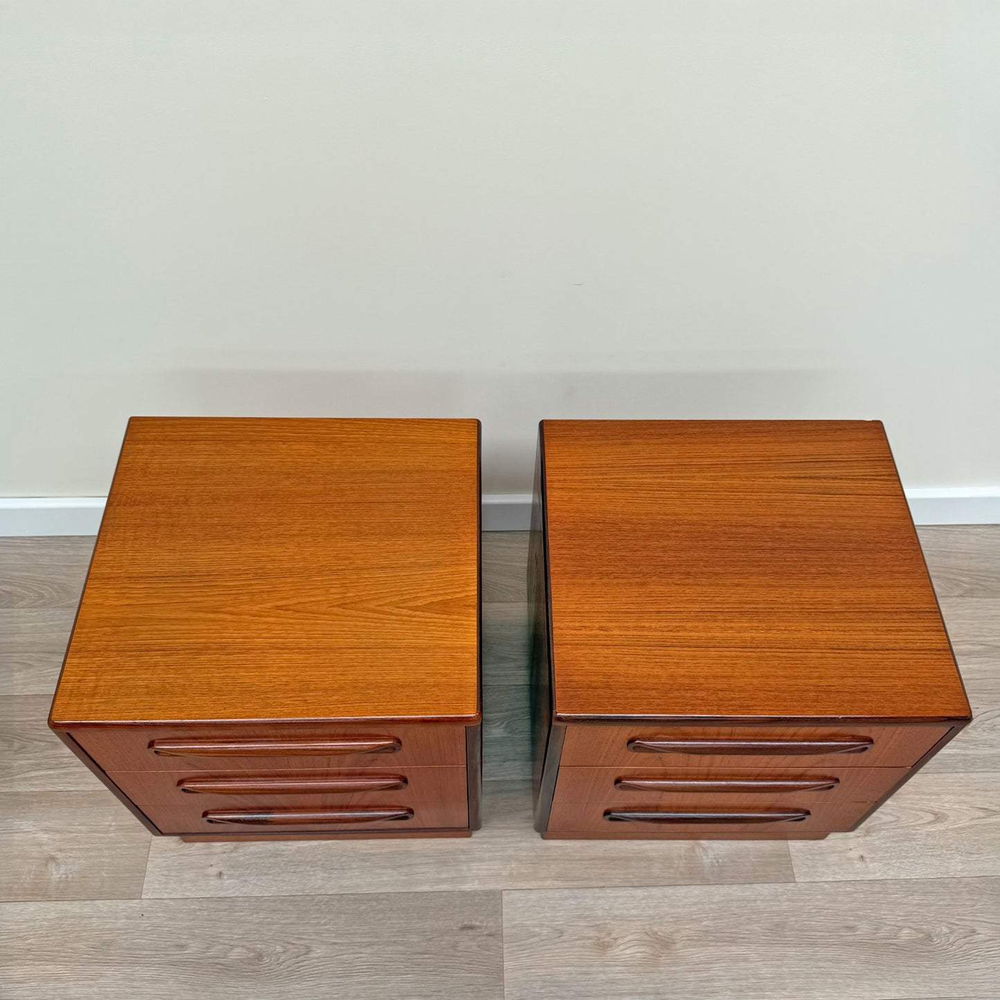 Pair of Refinished Vintage G Plan Fresco Teak Bedside Drawers