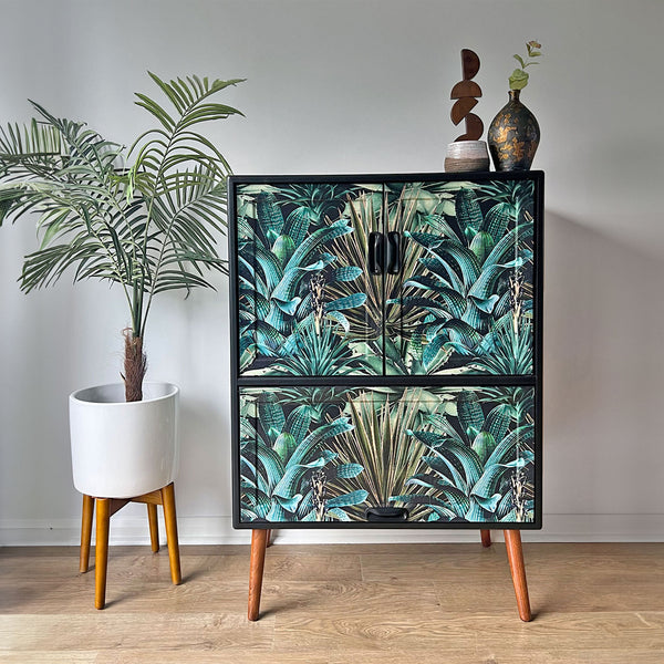 Vintage Mid Century G Plan Fresco Drinks Cocktail Cabinet - Biophilic Lush Succulents - *MADE TO ORDER*