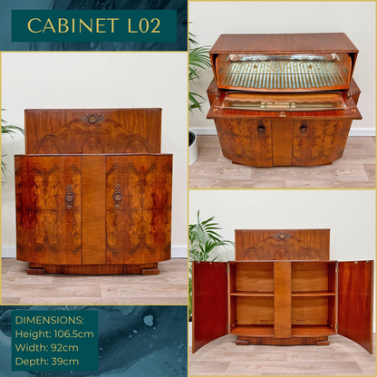Luxury Art Deco Walnut Cocktail Cabinet – Bespoke Commission Deposit
