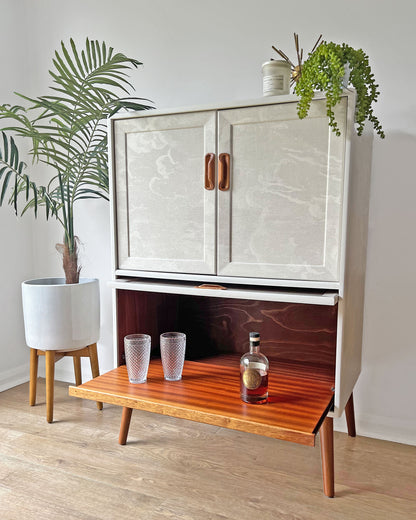 Vintage Mid Century G Plan Fresco Drinks Cocktail Cabinet - Fornasetti Nuvolette Clouds - *MADE TO ORDER*