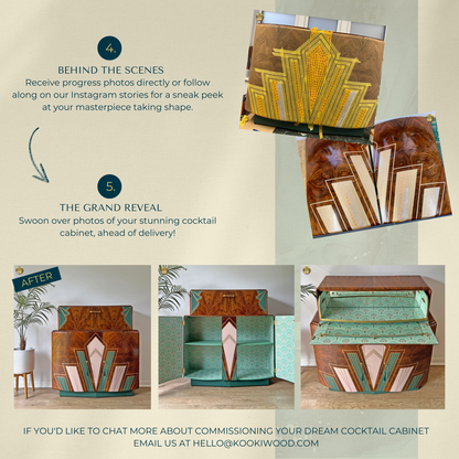 Luxury Art Deco Walnut Cocktail Cabinet – Bespoke Commission Deposit