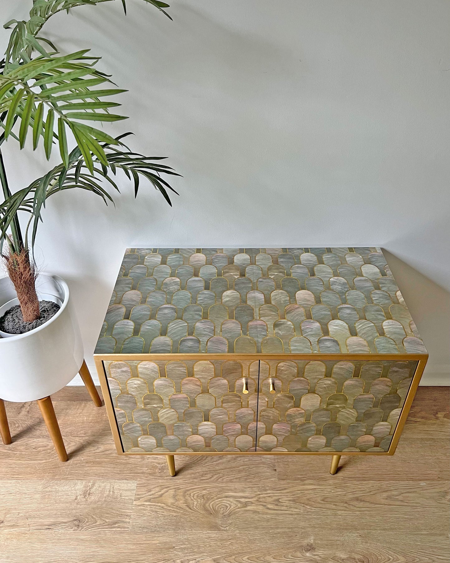 Bethan Gray Nizwa Pearl Mid-Century G Plan Fresco Small Sideboard Vinyl Cabinet TV Stand - *MADE TO ORDER*