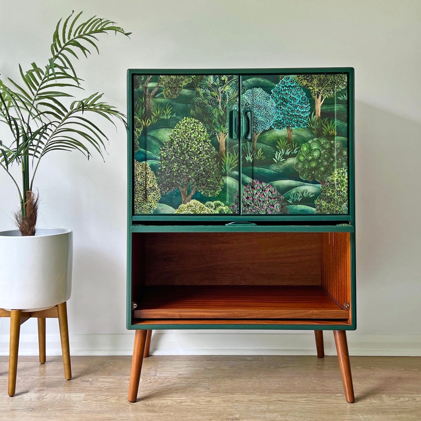 Vintage Mid Century G Plan Fresco Drinks Cocktail Cabinet - Cole & Son Forest - *MADE TO ORDER*