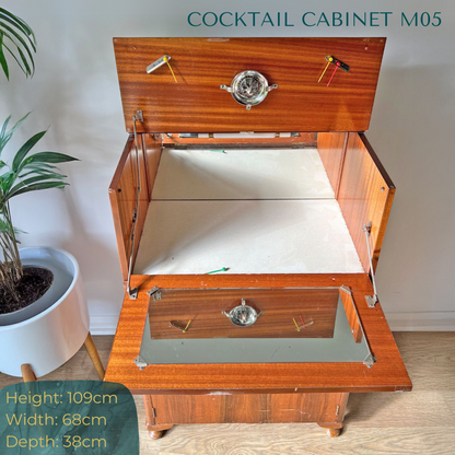 Art Deco Walnut Drinks Cocktail Gin Wine Bar Cabinet - Green & Gold  *MADE TO ORDER*