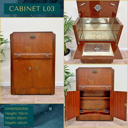 Luxury Art Deco Walnut Cocktail Cabinet – Bespoke Commission Deposit