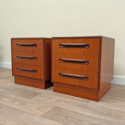 Pair of Refinished Vintage G Plan Fresco Teak Bedside Drawers