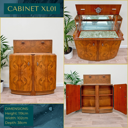 Luxury Art Deco Walnut Cocktail Cabinet – Bespoke Commission Deposit