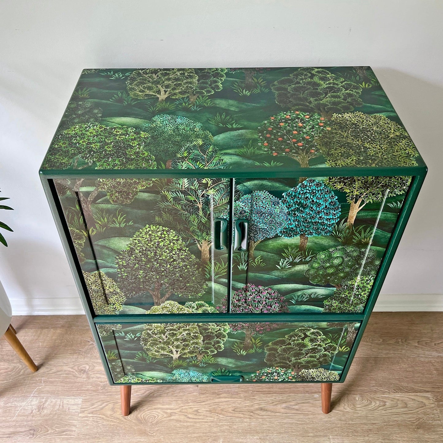 Vintage Mid Century G Plan Fresco Drinks Cocktail Cabinet - Cole & Son Forest - *MADE TO ORDER*