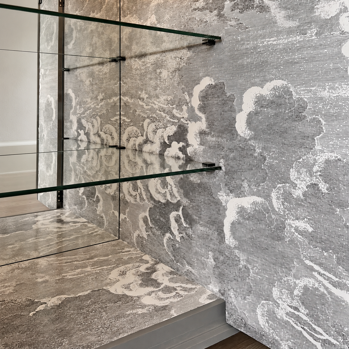 Grey Fornasetti Procuratie Con Vista 
Drinks Cabinet & Whiskey Bar Storage - ‘Mischief in Monochrome’