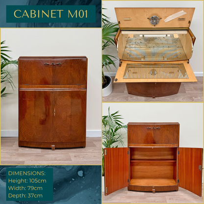 Luxury Art Deco Walnut Cocktail Cabinet – Bespoke Commission Deposit