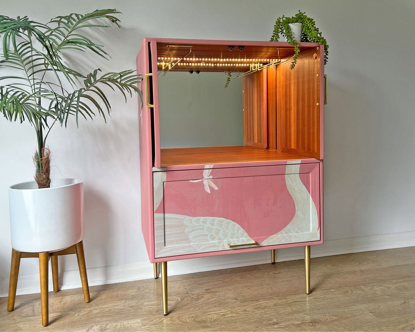 Pink Gucci Herons G Plan Fresco Drinks Cocktail Cabinet - *MADE TO ORDER*