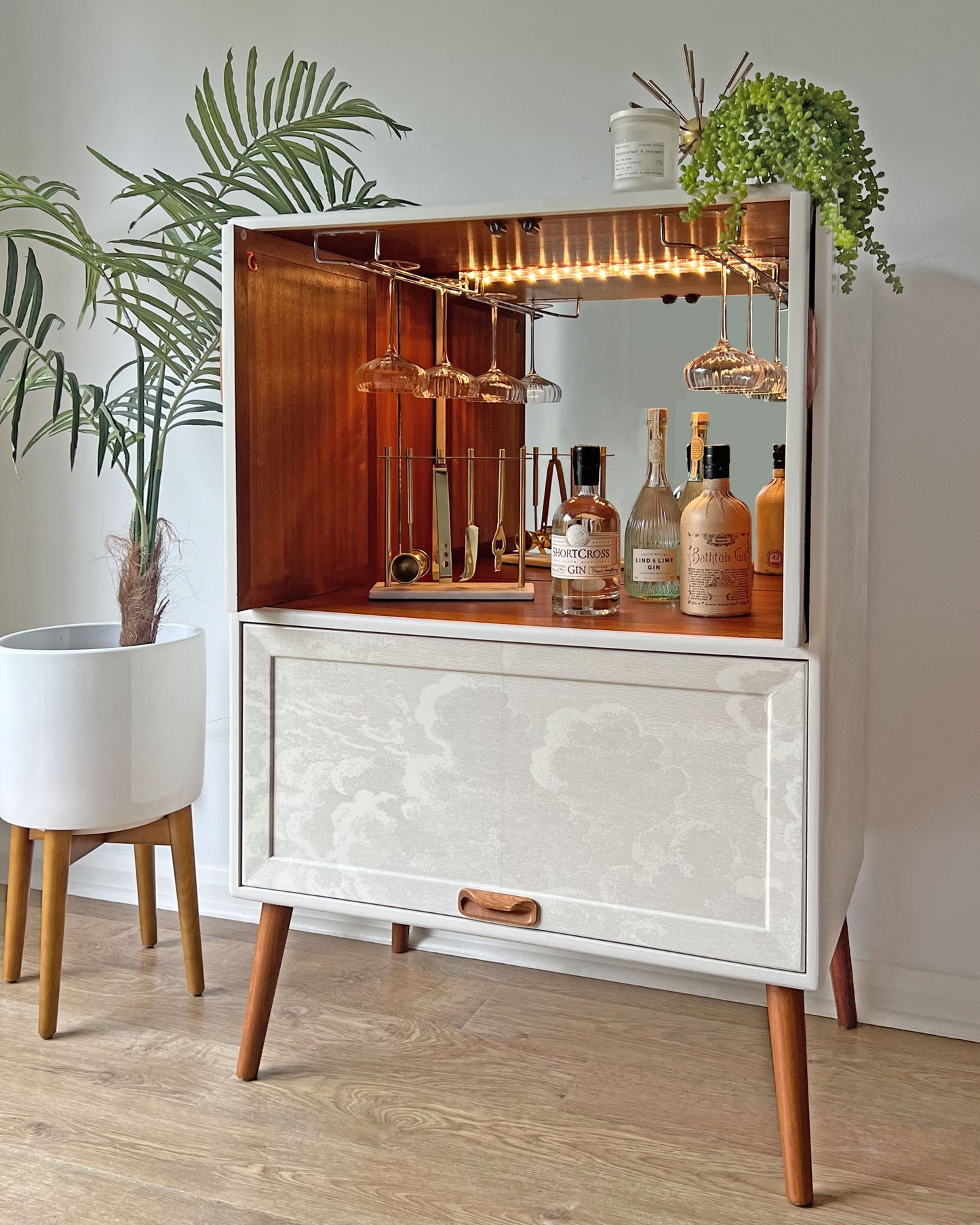 Vintage Mid Century G Plan Fresco Drinks Cocktail Cabinet - Fornasetti Nuvolette Clouds - *MADE TO ORDER*