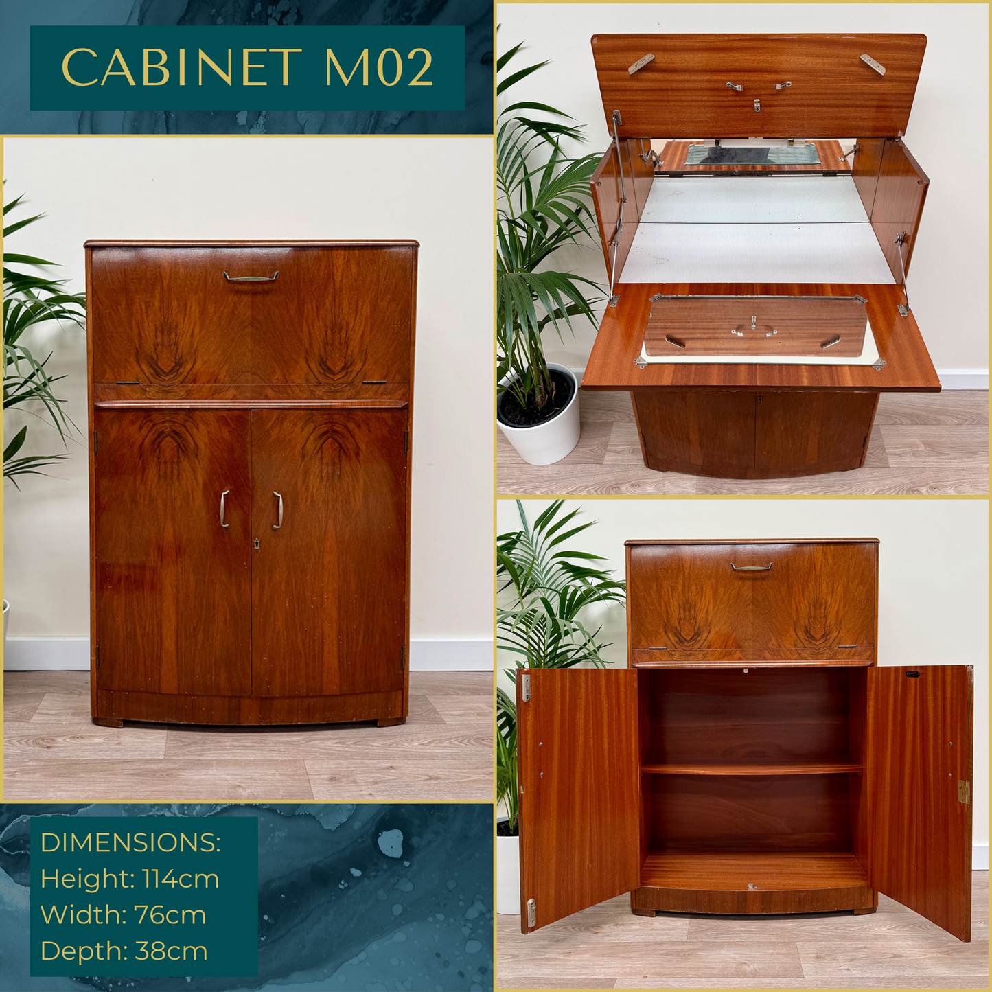 Luxury Art Deco Walnut Cocktail Cabinet – Bespoke Commission Deposit