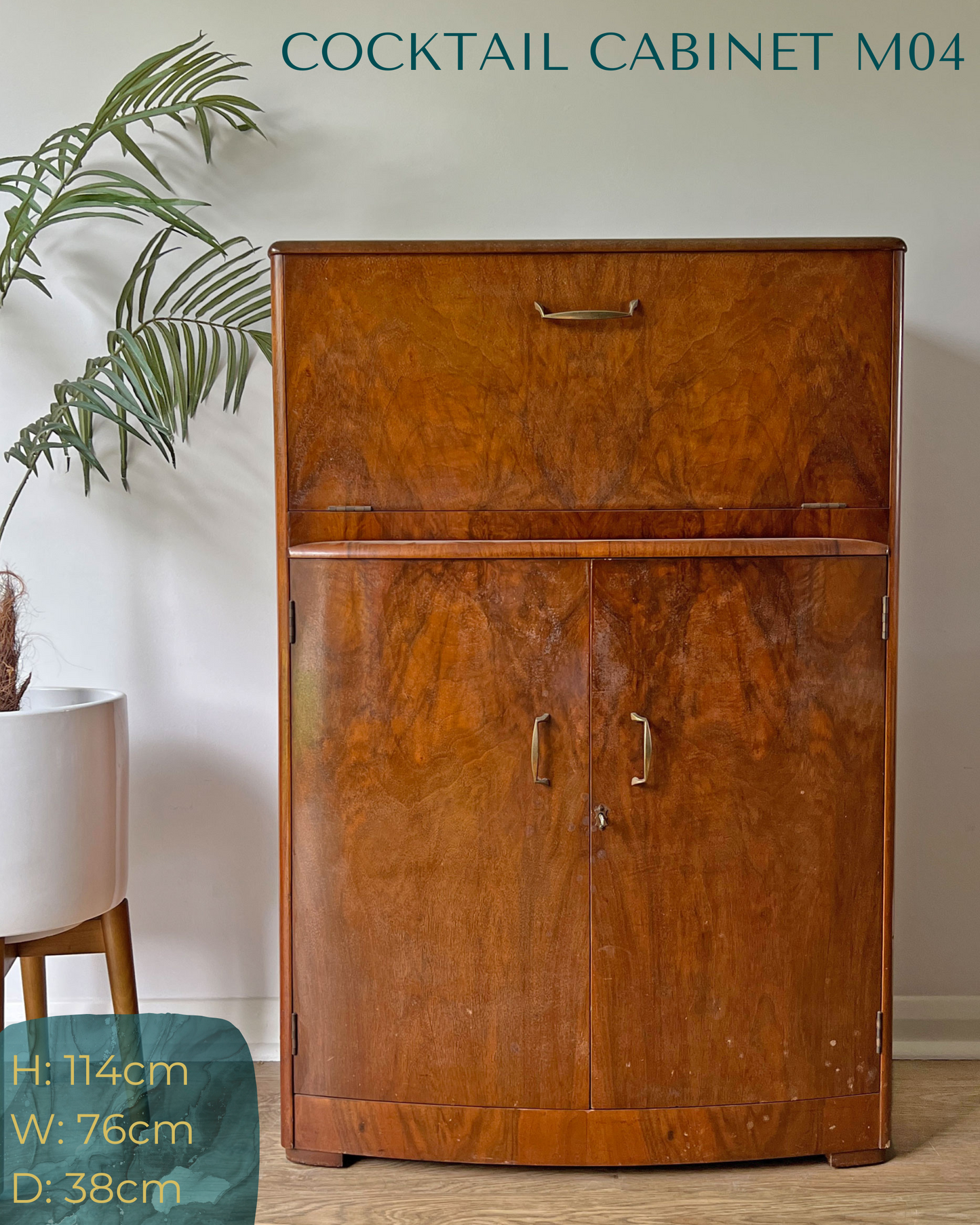 Art Deco Walnut Cocktail Drinks Cabinet Commission Deposit