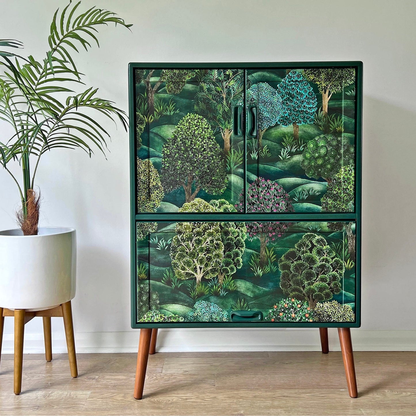 Vintage Mid Century G Plan Fresco Drinks Cocktail Cabinet - Cole & Son Forest - *MADE TO ORDER*