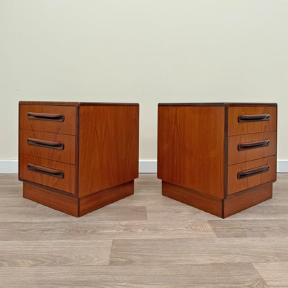 Pair of Refinished Vintage G Plan Fresco Teak Bedside Drawers