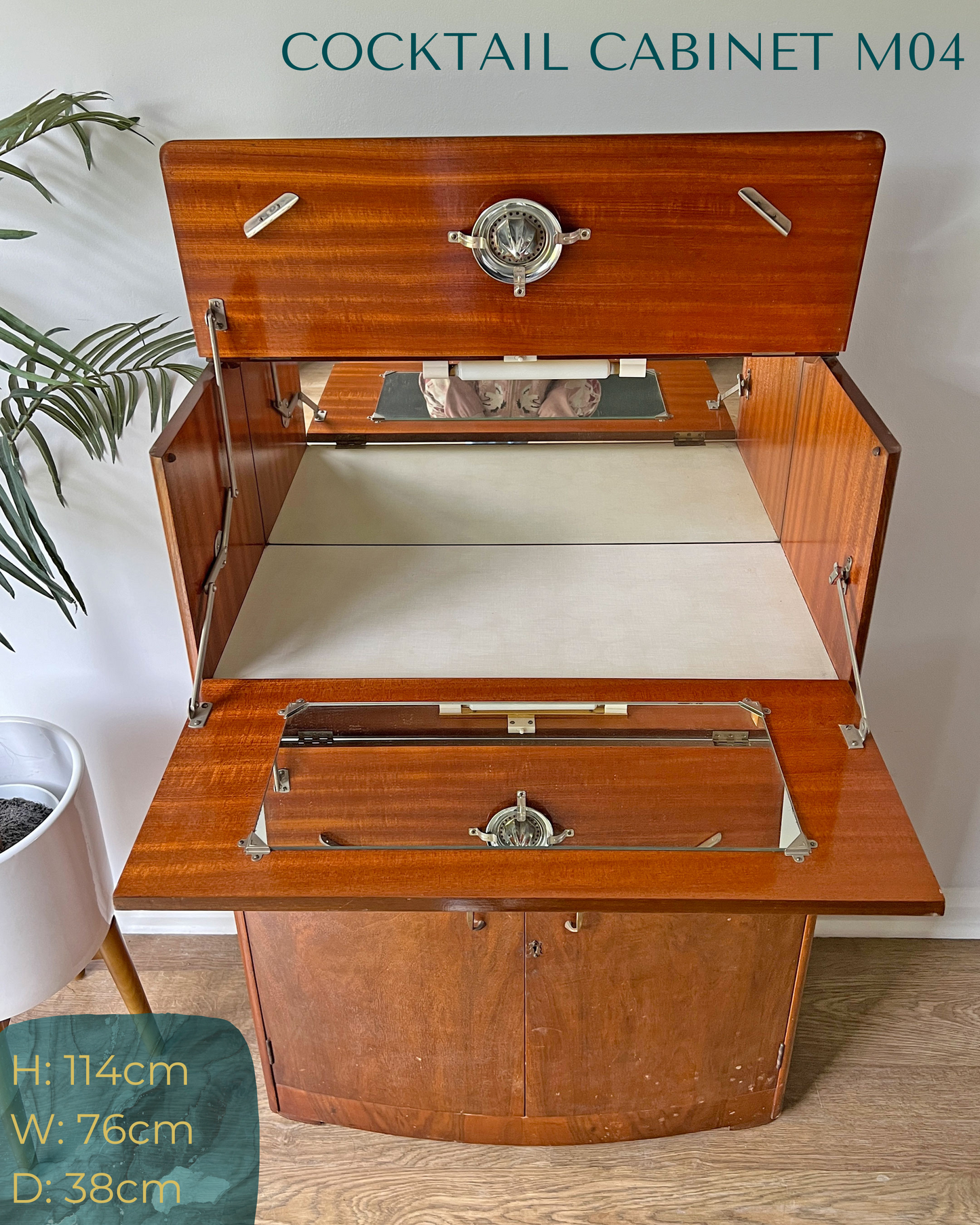 Art Deco Walnut Cocktail Drinks Cabinet Commission Deposit