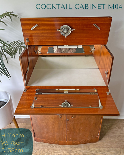 Vintage Walnut 1920s Art Deco Cocktail Cabinet - Bespoke Hand-Painted Design - *MADE TO ORDER*
