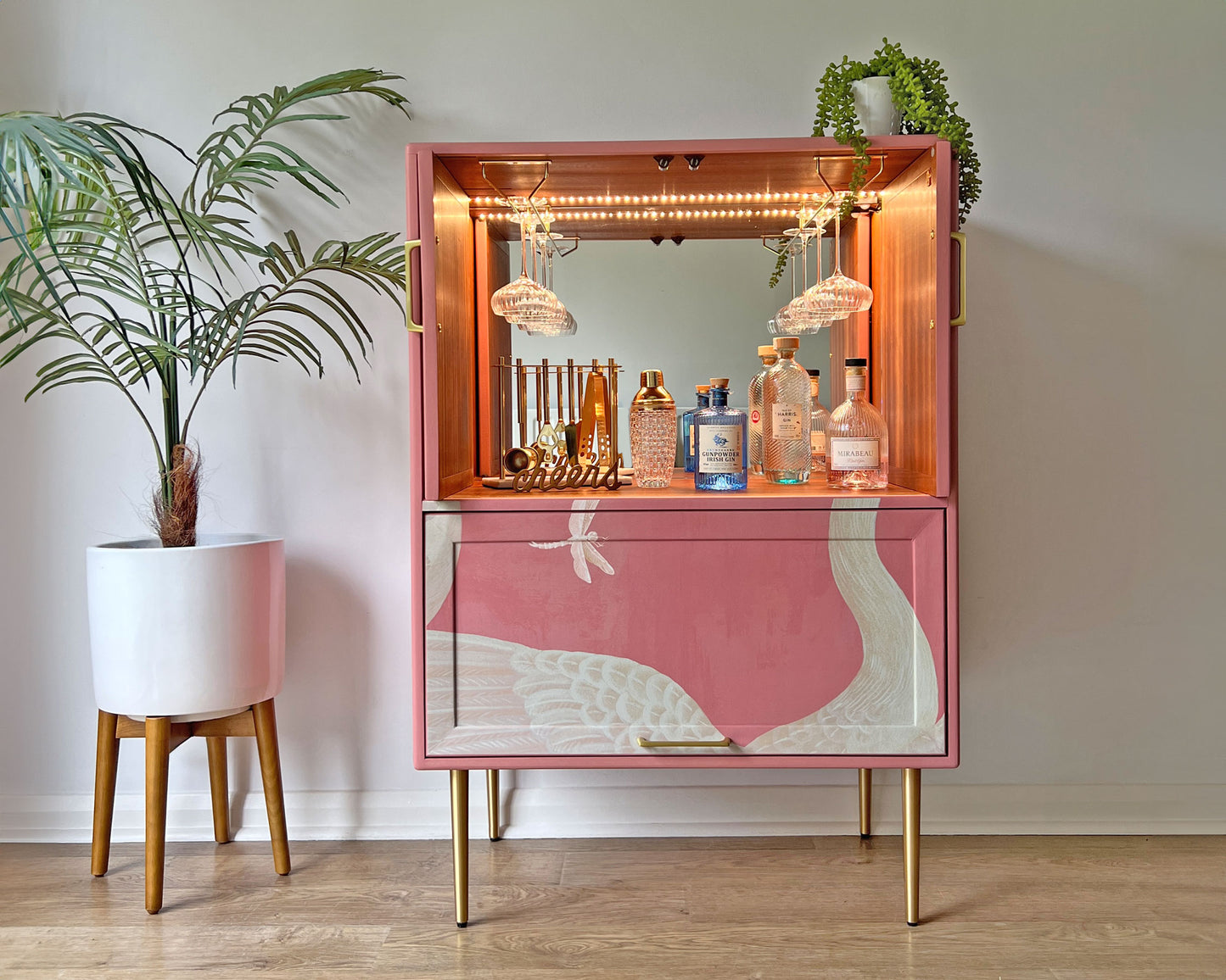 Pink Gucci Herons G Plan Fresco Drinks Cocktail Cabinet - *MADE TO ORDER*
