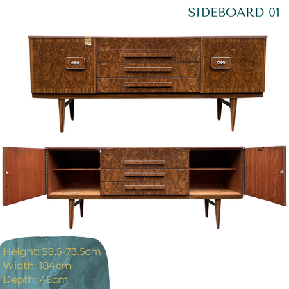 Vintage Bethan Gray Green & Gold 6ft Large Sideboard TV Unit Media Console - *MADE TO ORDER*