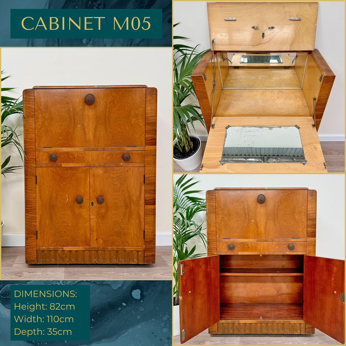 Luxury Art Deco Walnut Cocktail Cabinet – Bespoke Commission Deposit