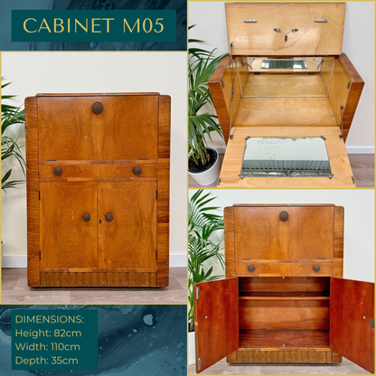 Luxury Art Deco Walnut Cocktail Cabinet – Bespoke Commission Deposit