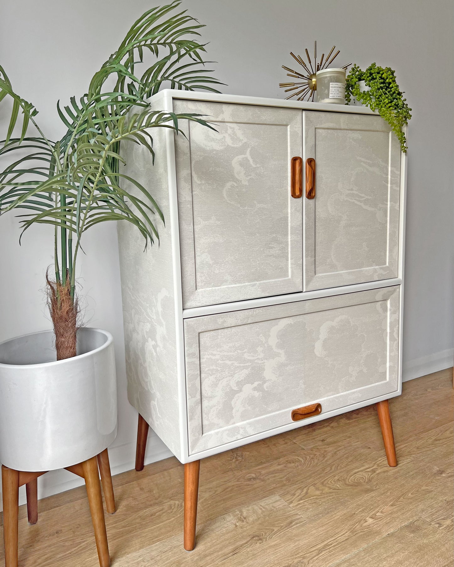 Vintage Mid Century G Plan Fresco Drinks Cocktail Cabinet - Fornasetti Nuvolette Clouds - *MADE TO ORDER*