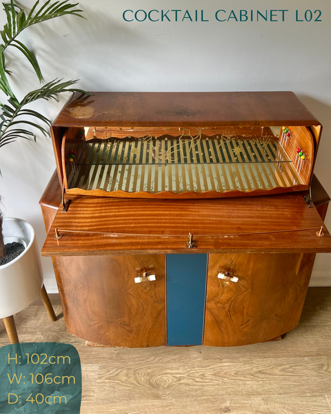 Art Deco Walnut Cocktail Drinks Cabinet Commission Deposit