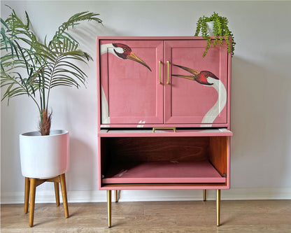 Pink Gucci Herons G Plan Fresco Drinks Cocktail Cabinet - *MADE TO ORDER*
