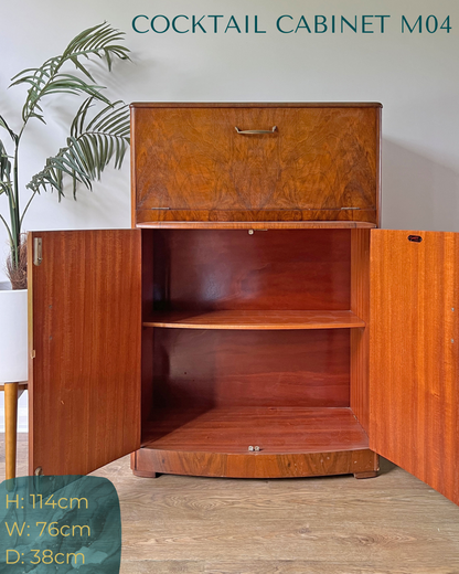 Art Deco Walnut Cocktail Drinks Cabinet Commission Deposit