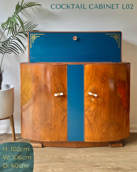 Art Deco Walnut Cocktail Drinks Cabinet Commission Deposit