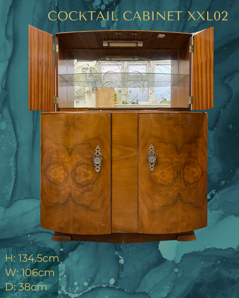 Art Deco Walnut Cocktail Drinks Cabinet Commission Deposit