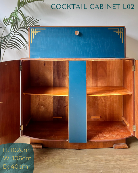 Art Deco Walnut Cocktail Drinks Cabinet Commission Deposit