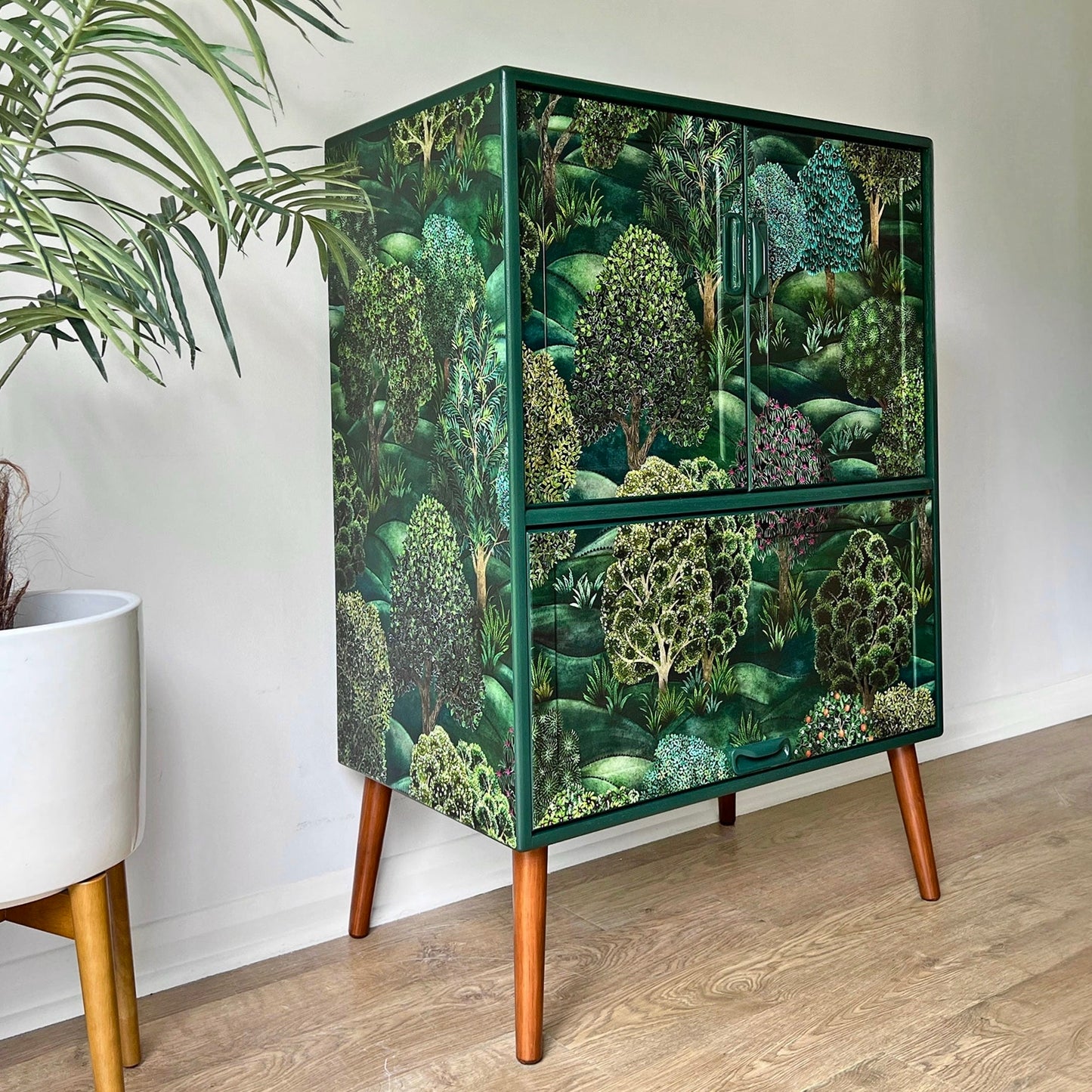 Vintage Mid Century G Plan Fresco Drinks Cocktail Cabinet - Cole & Son Forest - *MADE TO ORDER*