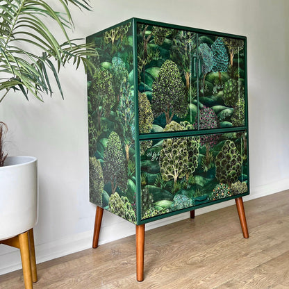 Vintage Mid Century G Plan Fresco Drinks Cocktail Cabinet - Cole & Son Forest - *MADE TO ORDER*