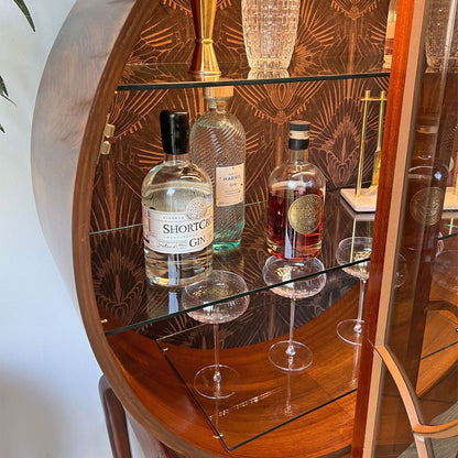 Rare Art Deco 1930s Walnut Round Circular Cocktail Drinks Cabinet - ‘The Orb’