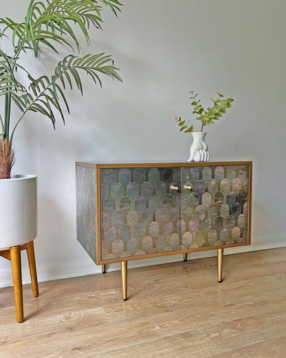 Bethan Gray Nizwa Pearl Mid-Century G Plan Fresco Small Sideboard Vinyl Cabinet TV Stand